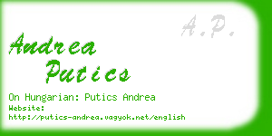 andrea putics business card